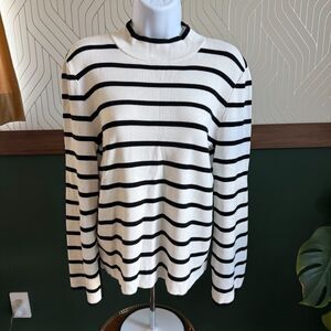 Halogen Black and White Stripe Sweater Med